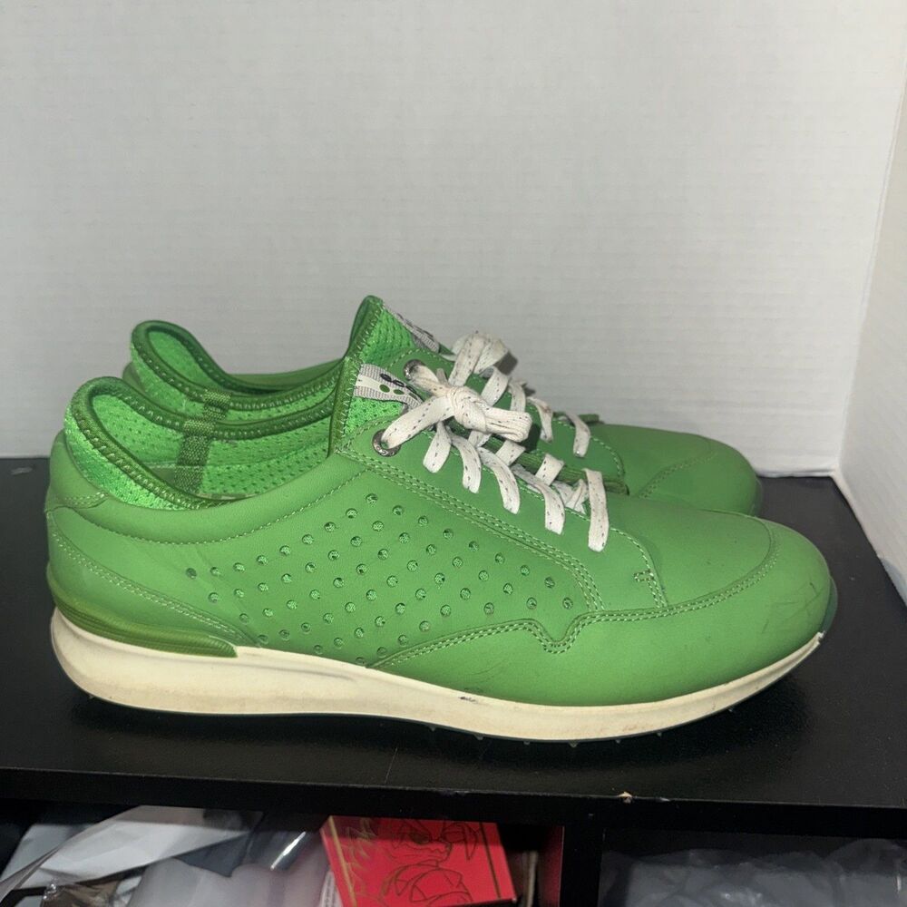Ecco Golf Shoes Grey Biom  Hybrid Yak Leather Spikeless Men’s Size 8 Green Laces